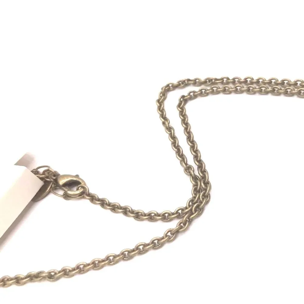 American Eagle Outfitters Brass and Green Feather Pendant Necklace